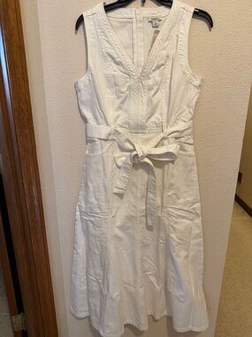 Sundance White Sleeveless Tie-Waist Midi Dress